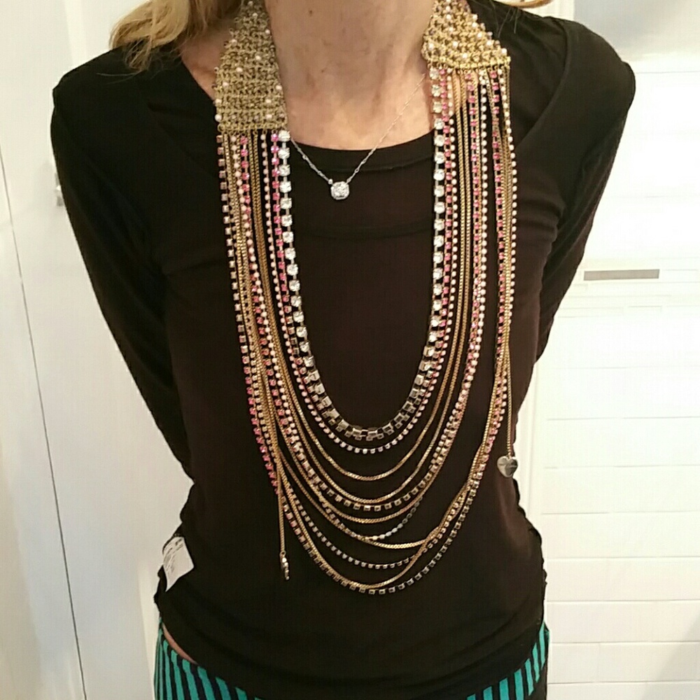 Betsey Johnson layered gold  statement necklace!